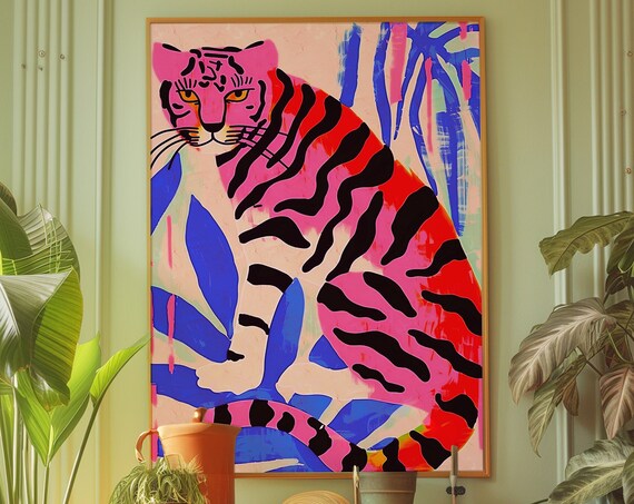 Tiger Poster Trendy Psychedelic Y2k Wall Art