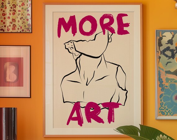 More Art Magenta Brush Typography Minimal Line Art Figure Poster