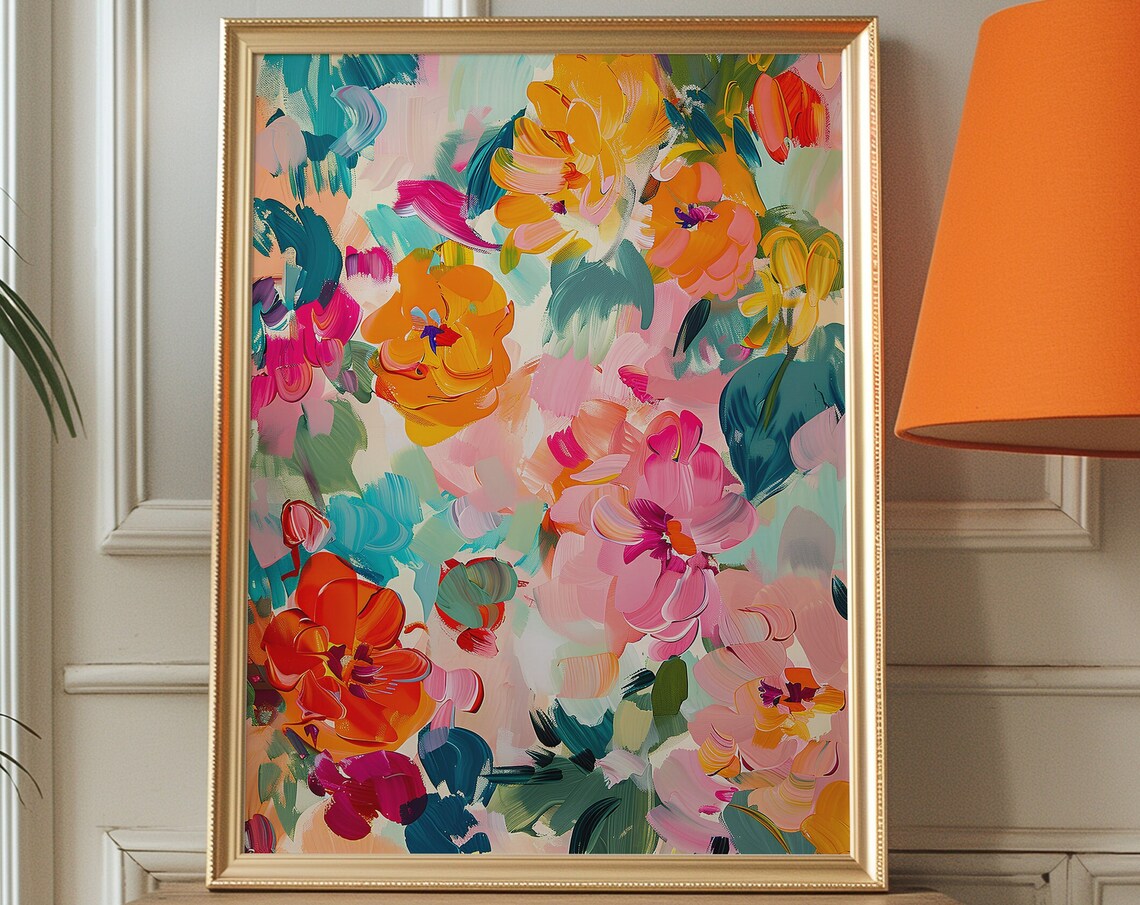 Colorful Abstract Floral Garden Oil Painting Decor Wall Poster
