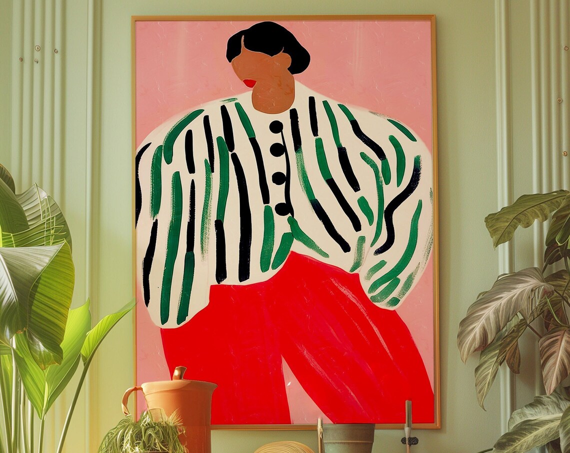 Red Woman Art Print Retro Psychedelic Y2k Poster