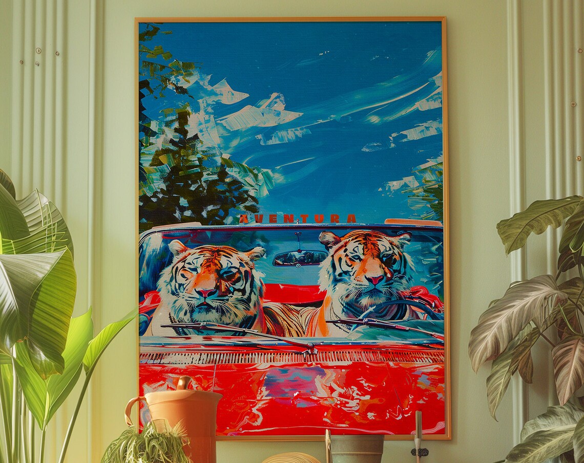 Psychedelic Tiger Art Print Maximalist Dopamine Decor