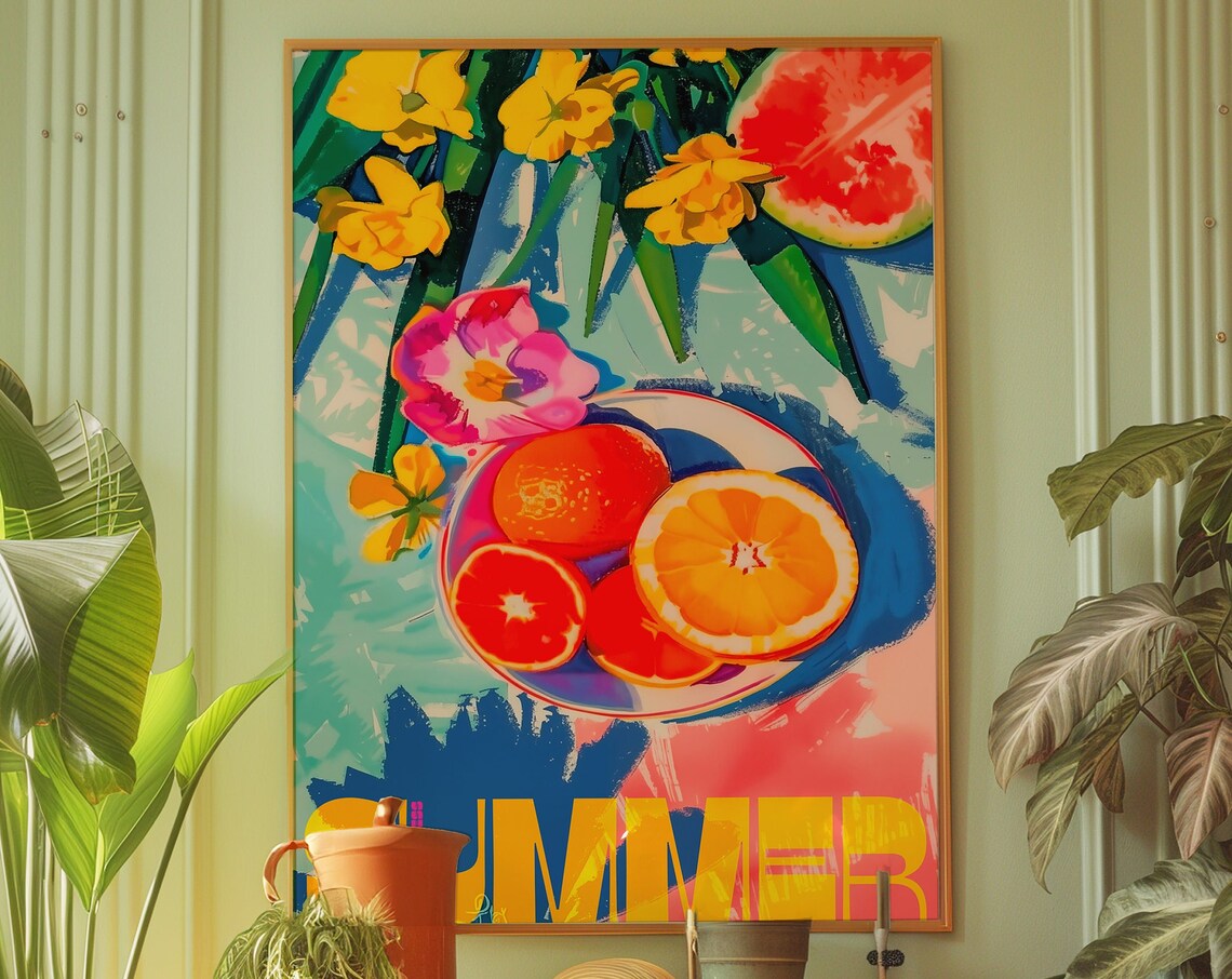 Verano 70s Orange Retro Kitchen Art Print