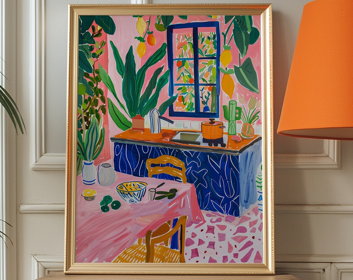 Matisse Style Kitchen Art Print, Retro Maximalist