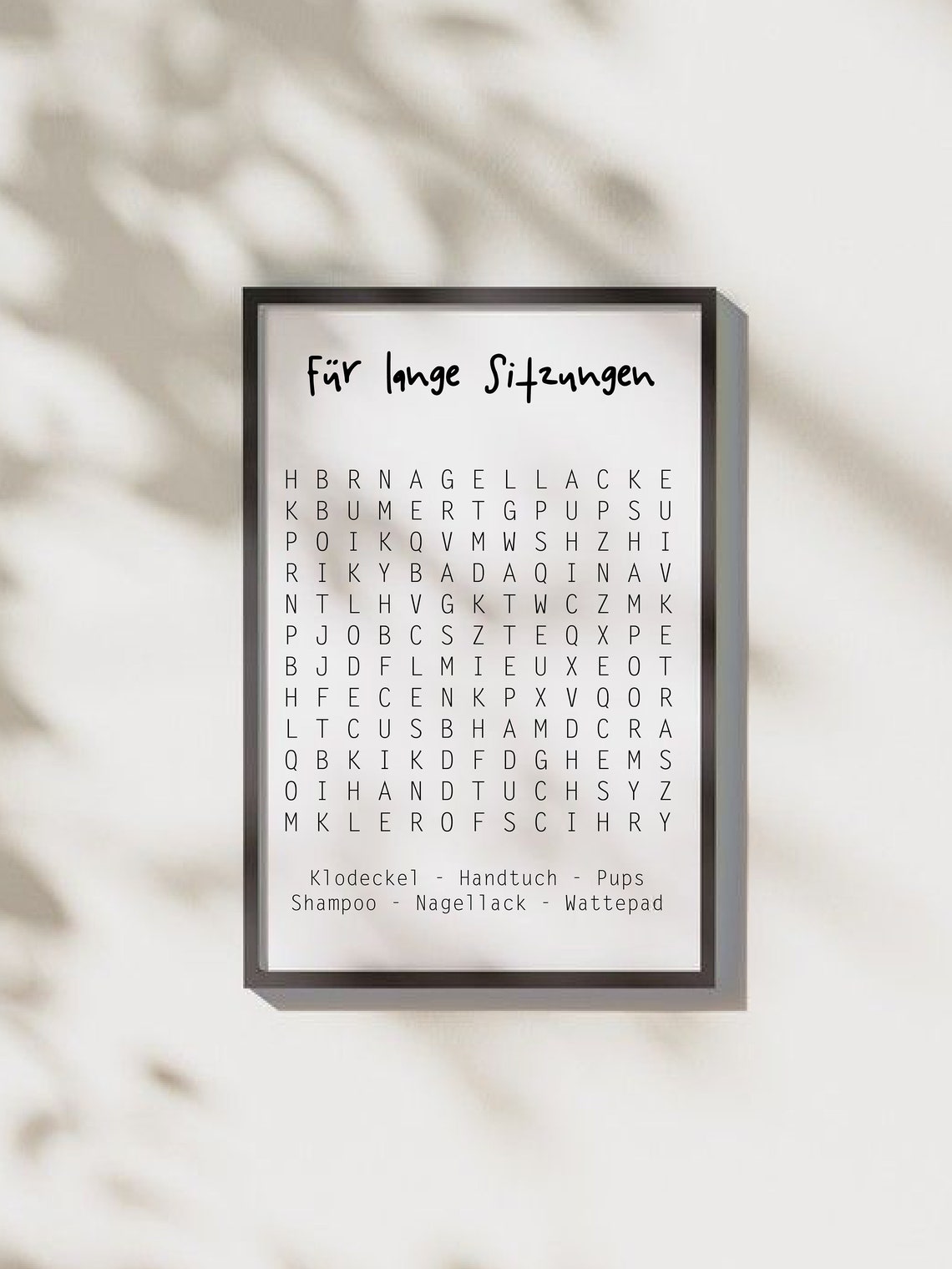 German Word Search Bathroom Puzzle Funny Toilet Humor Poster
