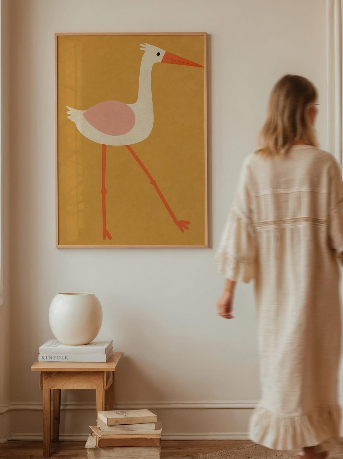 Minimalist Stork Print Modern Nursery Wall Art