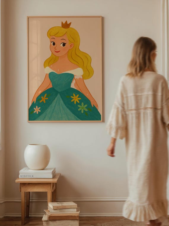 Blonde Princess Art Print Fairytale Nursery Decor Multiple Sizes