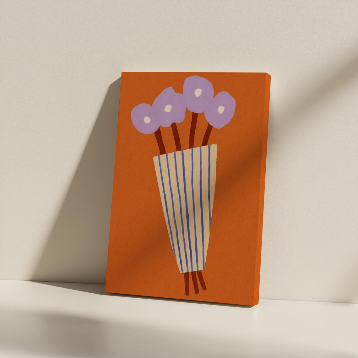 Lilac Floral Bouquet Burnt Orange Minimalist Flower Art Poster