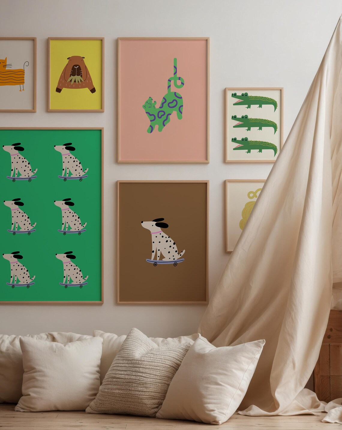 Playful Animals Nursery Art Print, Kids Room Decor