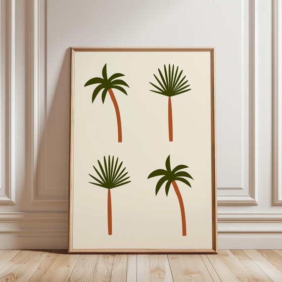 Minimalist Palm Tree Print Set Tropical Boho Art