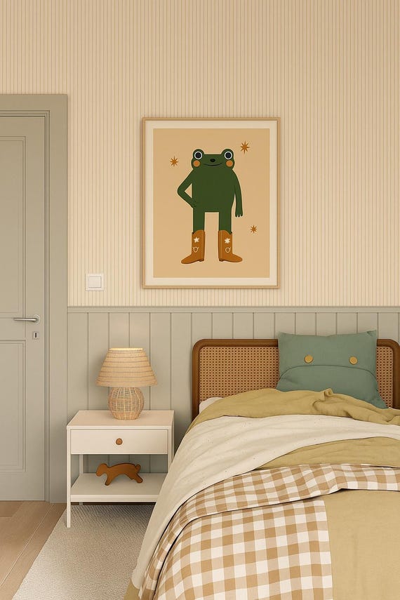 Cowboy Frog Art Print Whimsical Western Animal Decor For Kids Rooms Nursery Wall