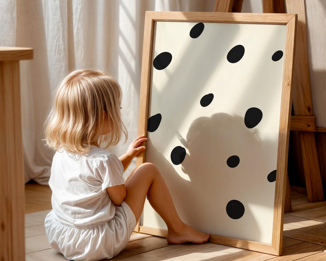 Dalmatian Print Minimalist Black And White Abstract Spots Decor Modern Wall Art