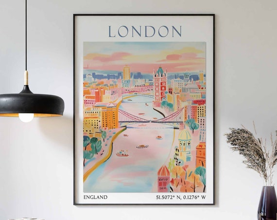 London Vintage Travel Poster, United Kingdom Art Print