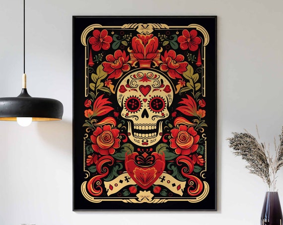 Mexican Art Rustic Wall Art Mexican Print Mexican Poster Rustic Decor Skull Art Print Vintage Poster Retro Poster Skull Poster