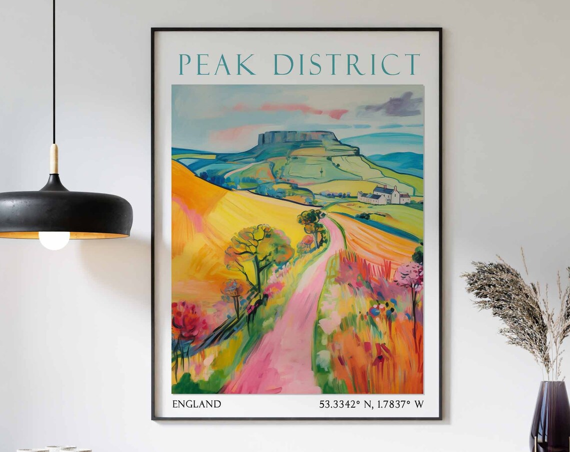 Peak District Rolling Hills with Country Path England Poster Art