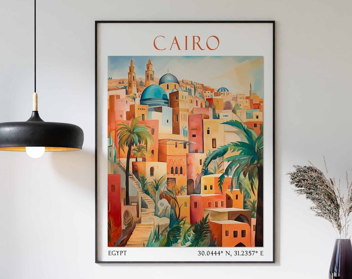 Cairo Old City Skyline with Minarets and Domes Travel Poster
