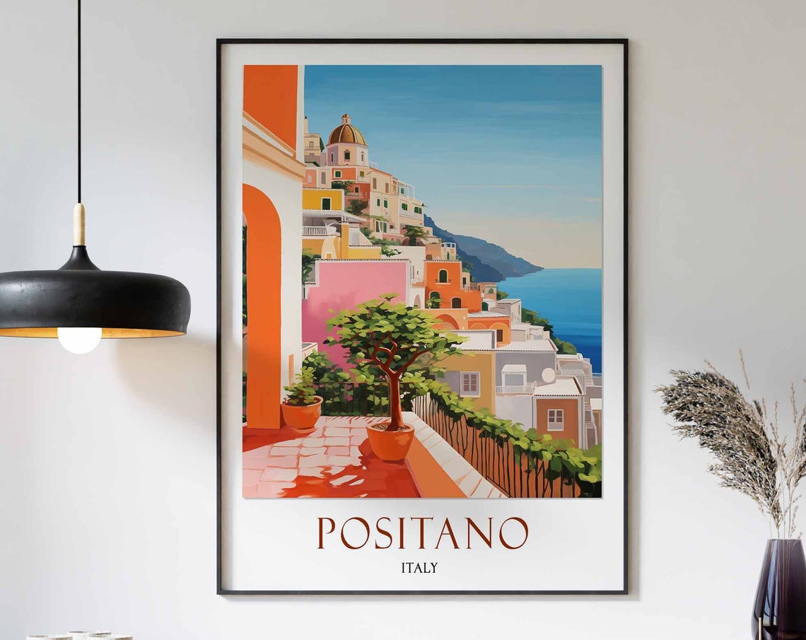 Positano Travel Print Positano Travel Poster Italy Travel Decor Travel Gift Positano Art Print Landscape Print Italian Wall Art