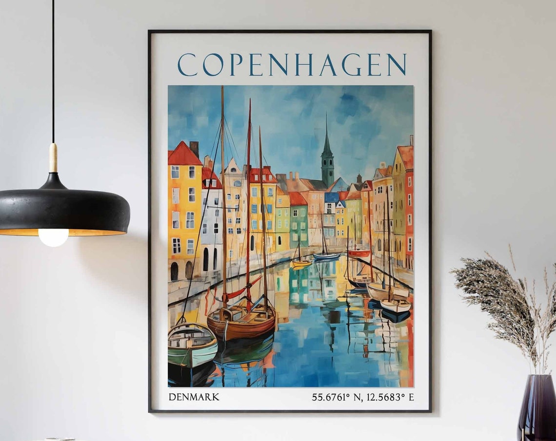 Copenhagen Travel Print Copenhagen Travel Poster Denmark Wall Art Scandinavian Travel Decor Copenhagen Travel Gift Vintage Travel Decor