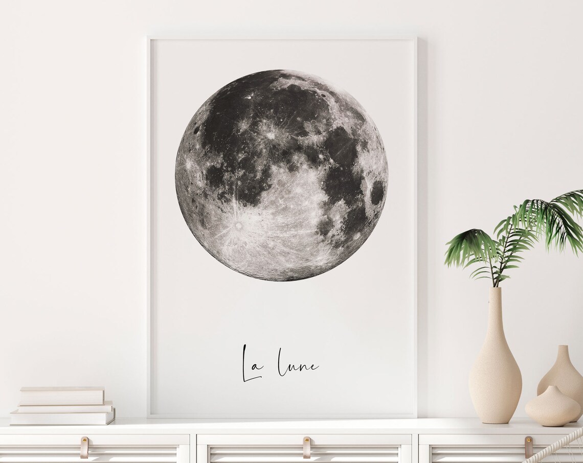Full Moon Lunar Moon Phases Art Print, La Lune