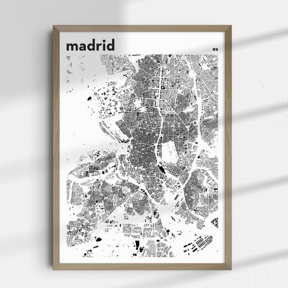 Madrid Map Print City Wall Art Minimalist Spain Poster Gift For Him Her