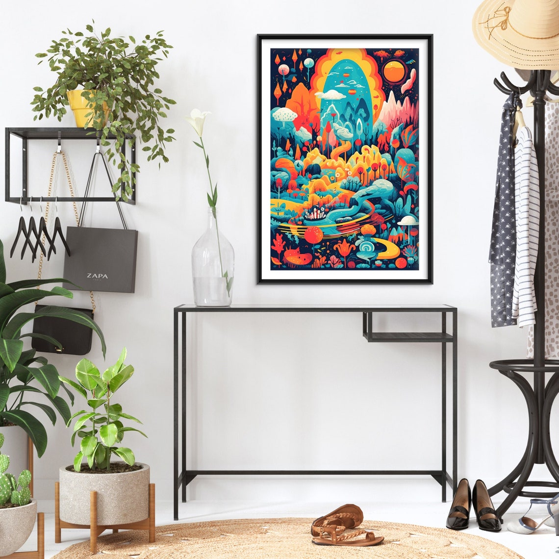 Psychedelic Fantasy Landscape With Sun Arch Abstract Art Poster - Image 2