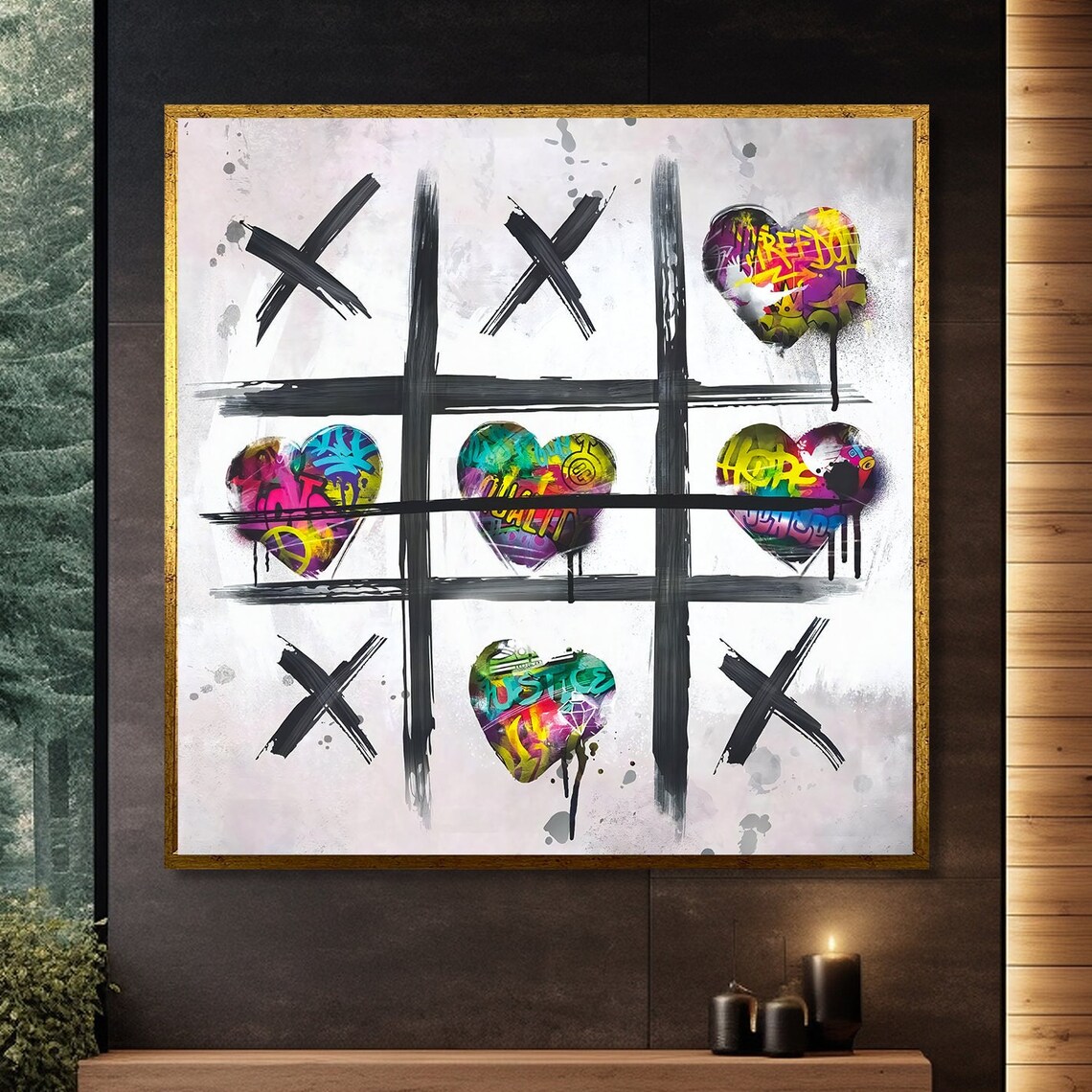 Tic Tac Toe Graffiti Heart, Urban Street Art Print