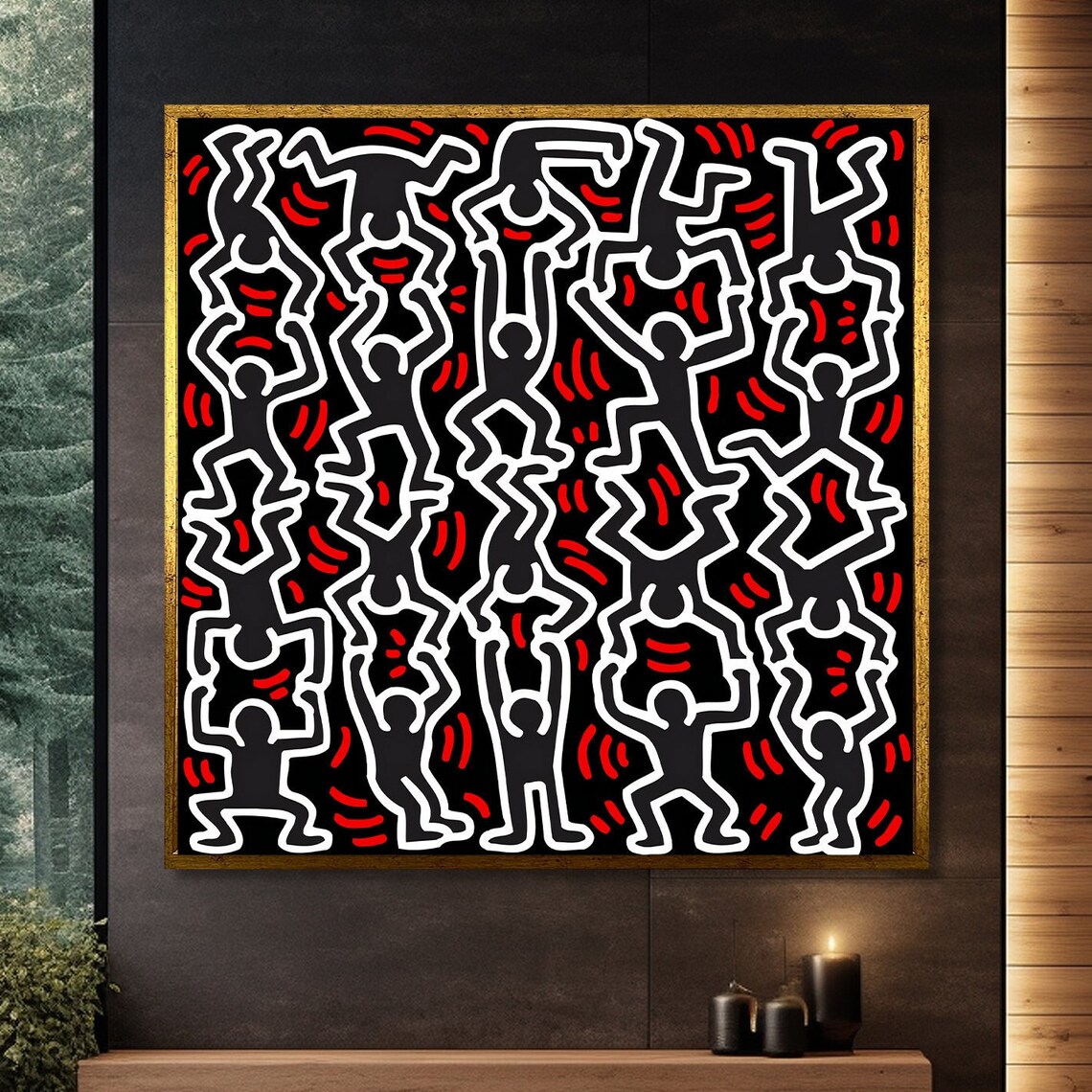 Dancing Figures Abstract Graffiti Art, Urban Decor
