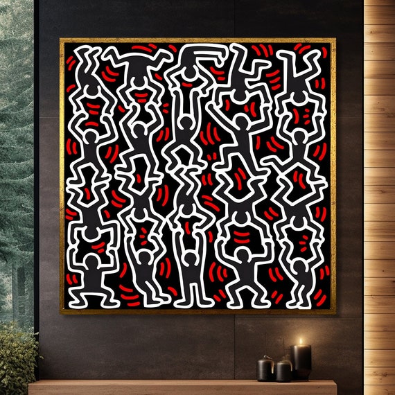 Dancing Figures Abstract Graffiti Art, Urban Decor