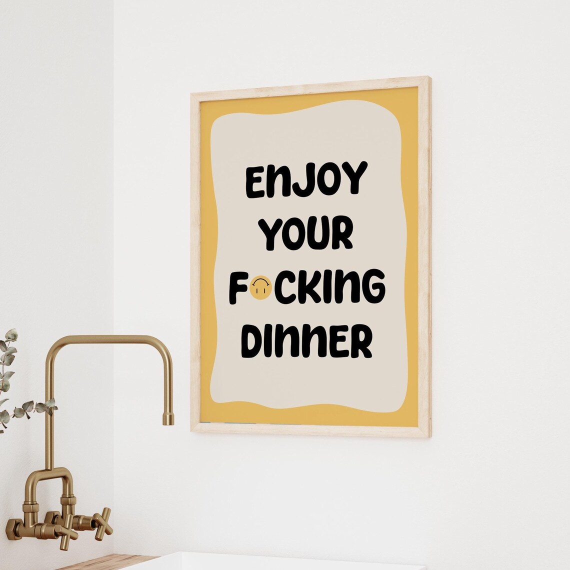 Enjoy Your Dinner Print Foodie Poster Cute Kitchen Wall Decor Cheeky Quote Fun Modern Typography Poster - Image 3