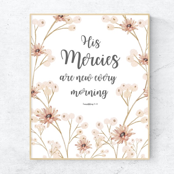Lamentations 322 His Mercies Are New Every Morning Christian Bible Verse Scripture Jesus Mercy Quote Wall Art Home Decor Gift