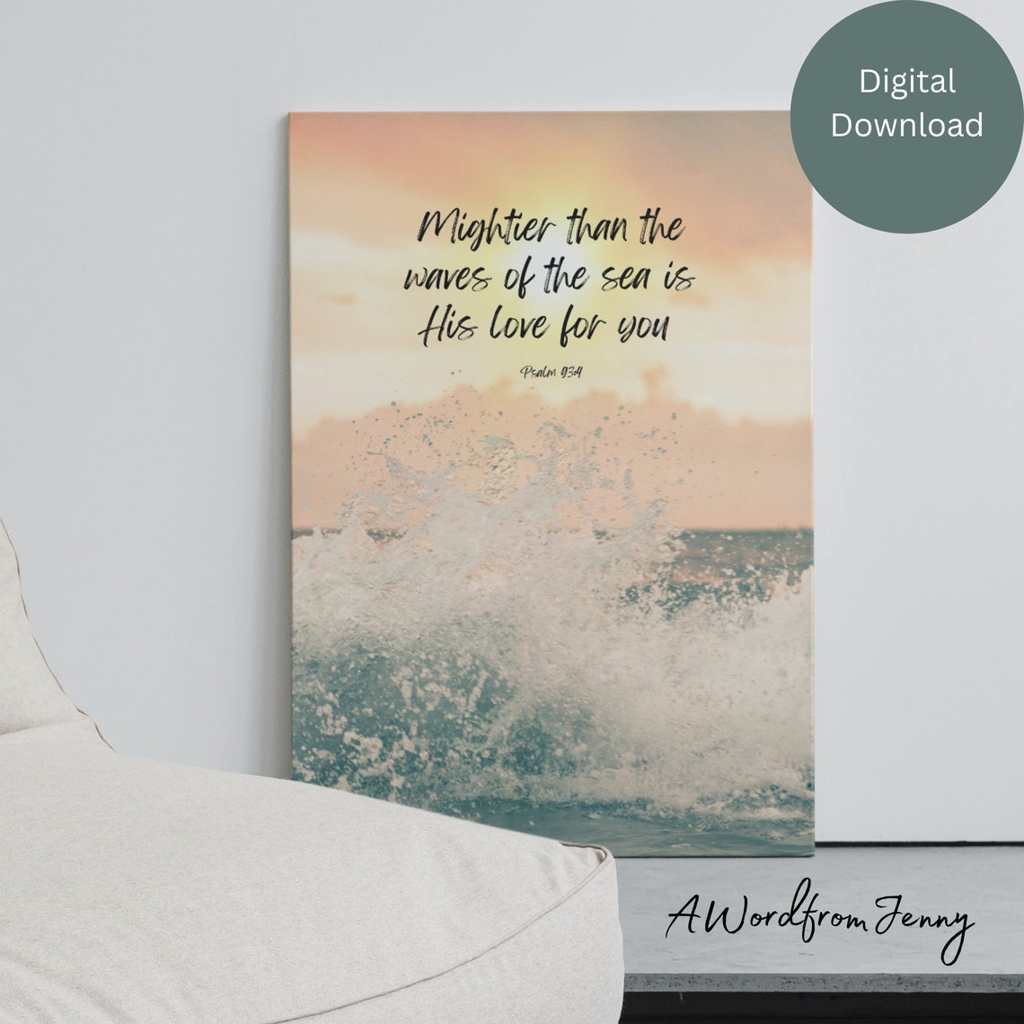 Mightier Than the Waves of the Sea Psalm 93 4 Ocean Wave Photo Poster - Image 2