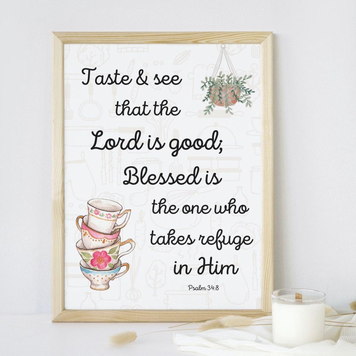 Psalm 348 Taste And See That The Lord Is Good Christian Bible Verse Scripture Wall Art Home Decor Kitchen Gift - Image 3