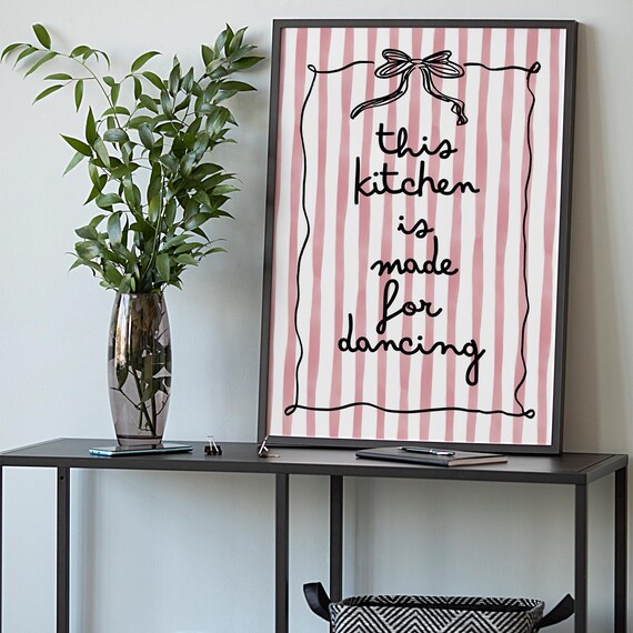 This Kitchen Is For Dancing Poster Decor Purple Wall Art Trendy Coquette