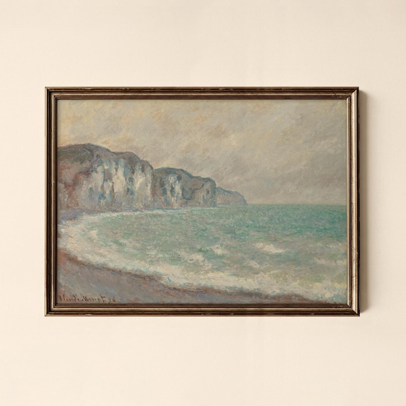 Claude Monet Style Fecamp Coastal Cliffs Impressionist Sea Painting Poster