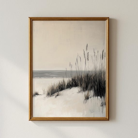 Vintage Living Room Decor Coastal Grasses Print Moody Art Collected Prints Cpp420