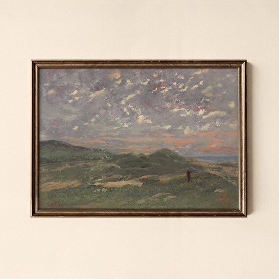 Vintage Coastal Dunes with Lone Figure Gustave Courbet Print