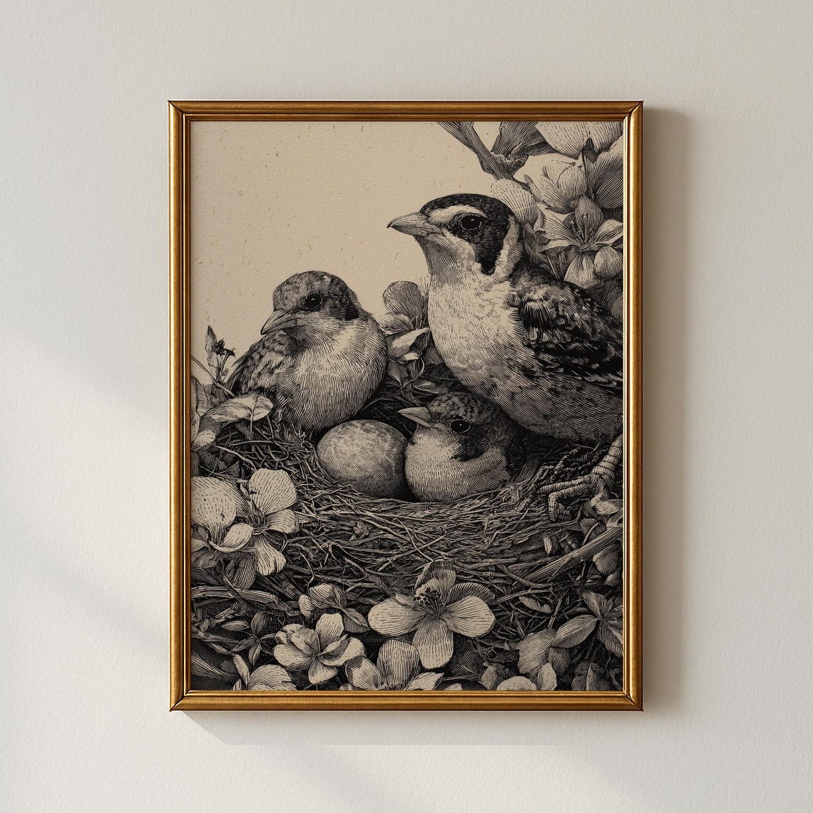 Vintage Bird Print, Landscape Wall Art
