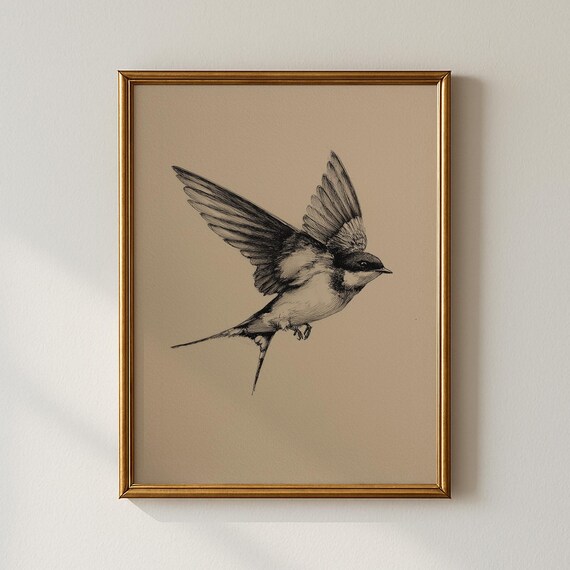 Vintage Bird Print Minimalist Painting Living Room Decor Art Collected Prints Cpp664