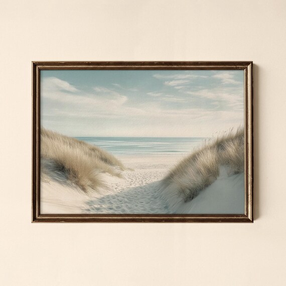 Beach Dune Path To The Ocean Muted Coastal Photo Scene Art Print