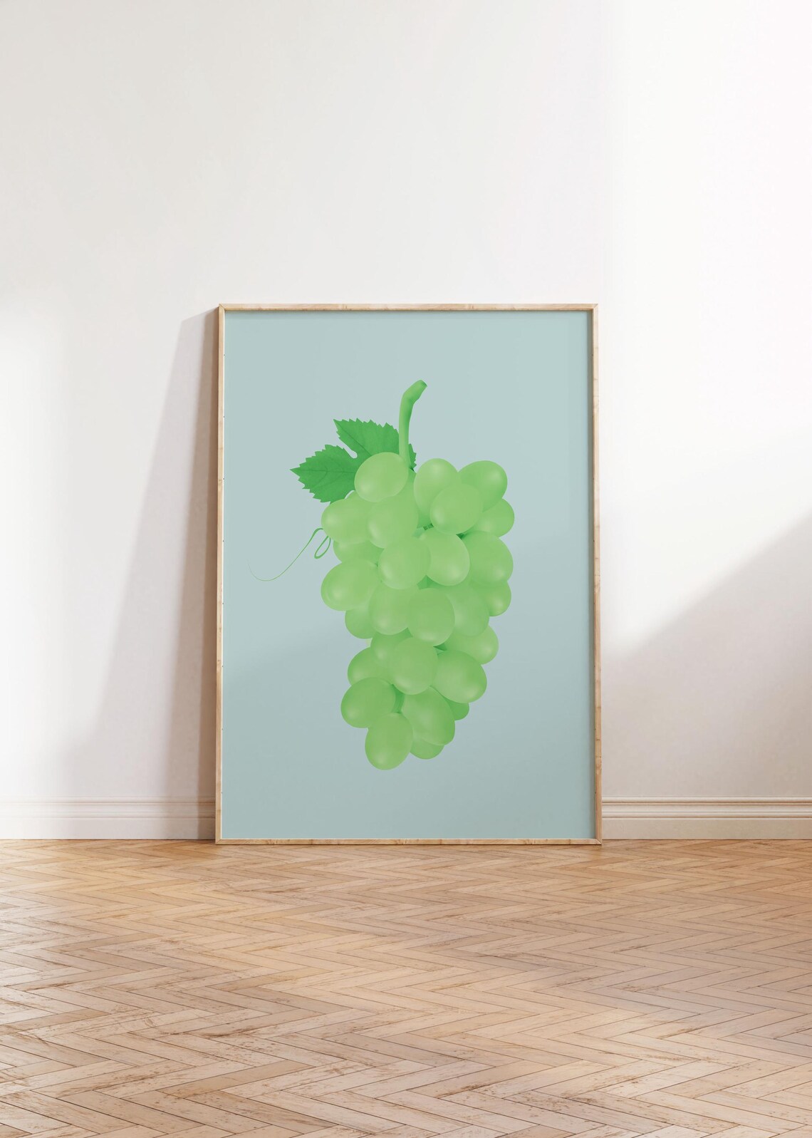 Vibrant Colourful Abstract Retro Grapes Kitchen Nursery Kids Pastel Green Wall Decor Prints Trendy Art Print