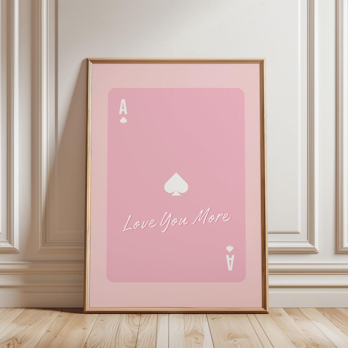 Ace of Spades Love You More Pink Playing Card Romantic Art Print