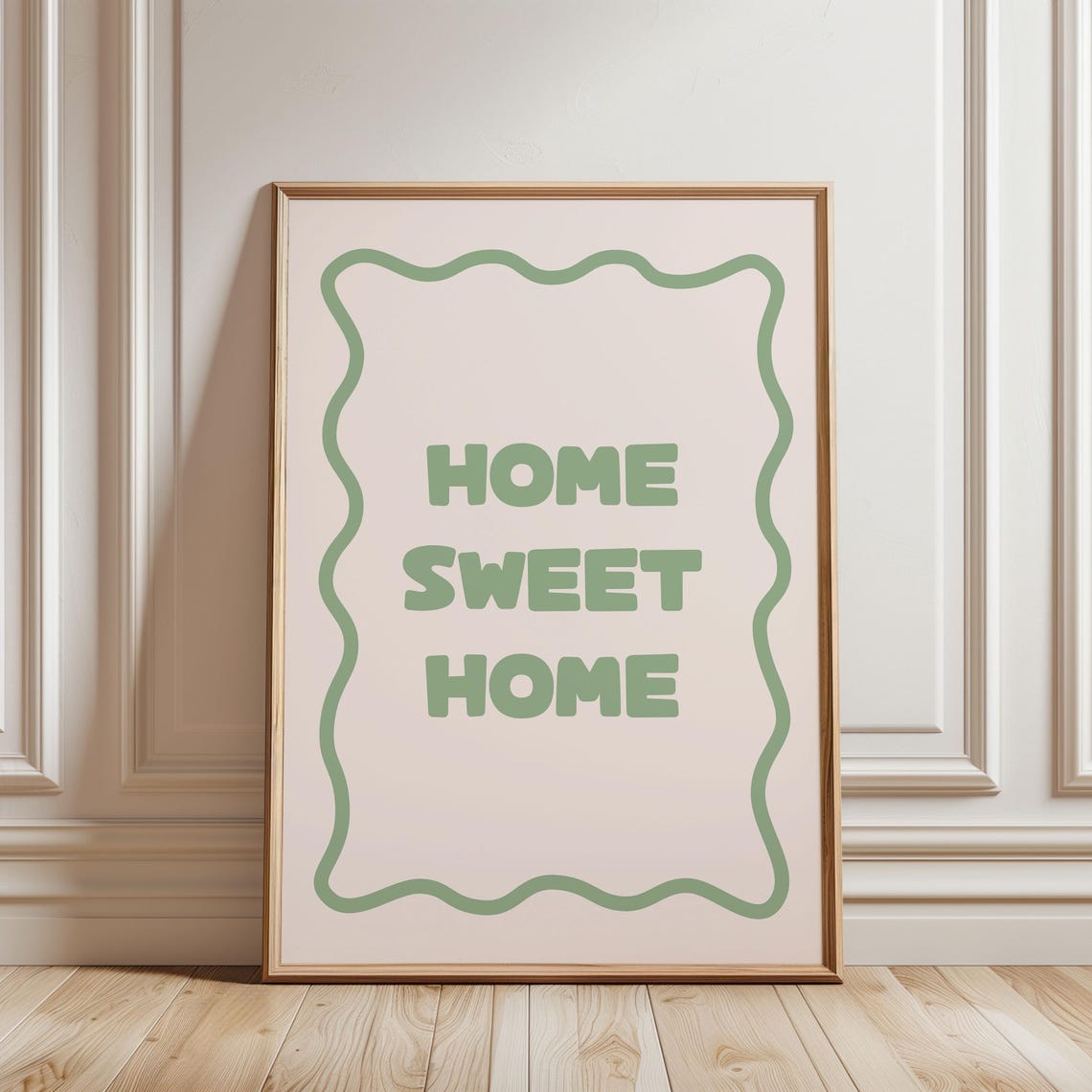 Home Sweet Home Green Wavy Typography Retro Bedroom Wall Poster