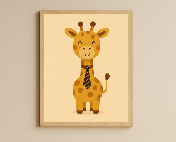Smiling Giraffe In Tie Cute Nursery Wall Decor Animal Poster