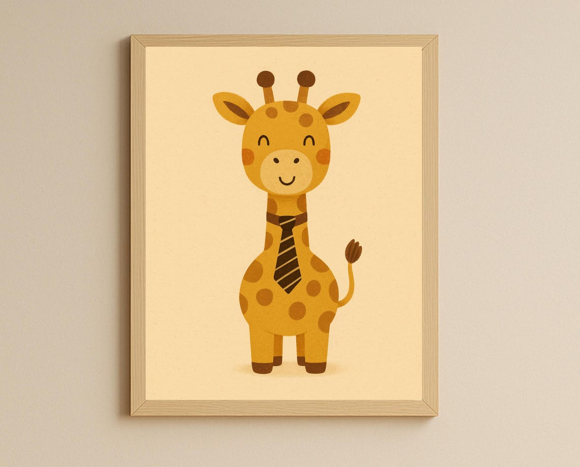 Smiling Giraffe In Tie Cute Nursery Wall Decor Animal Poster