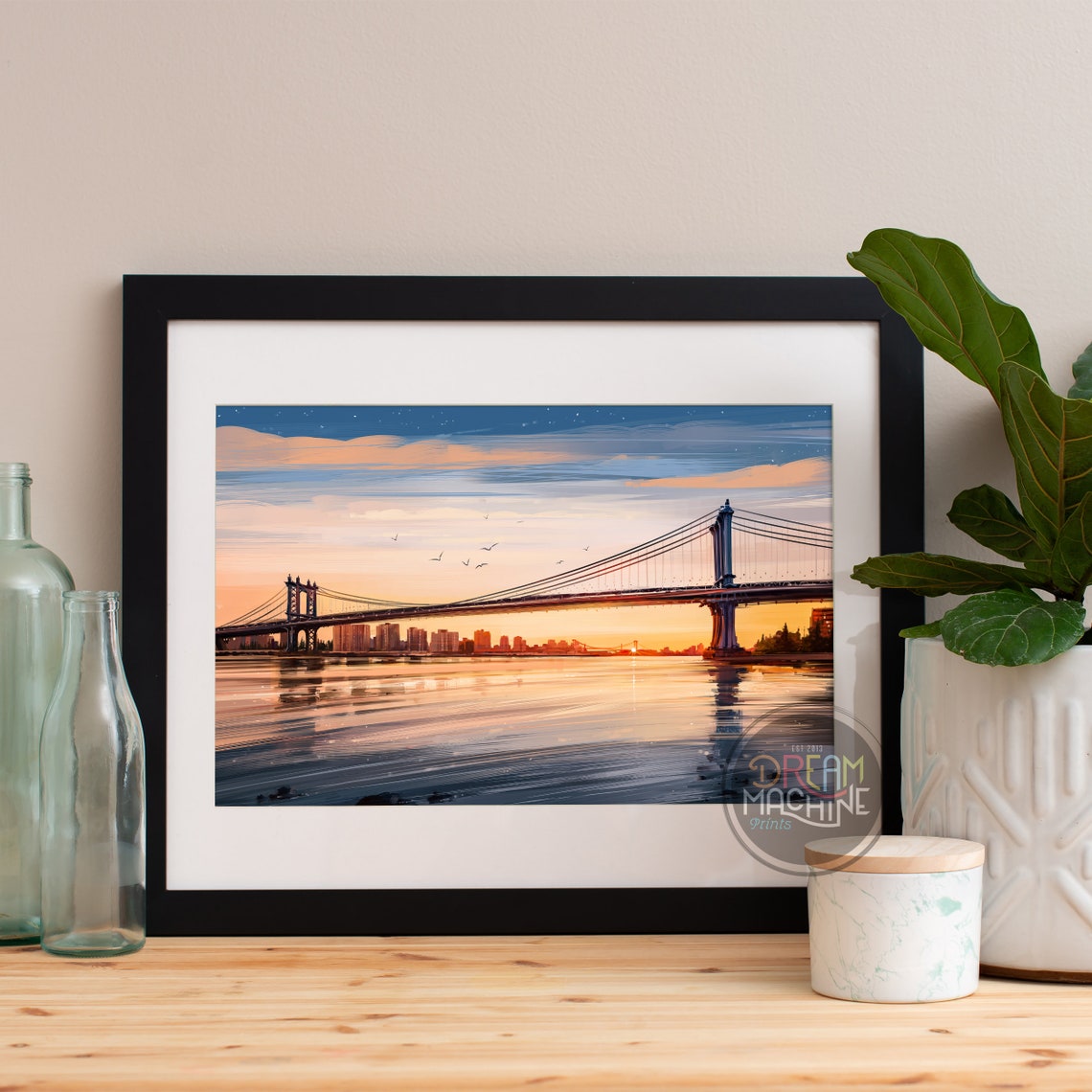 New York City Manhattan Bridge New York City Skyline New York City Art New York City Poster New York City Print New York City Art
