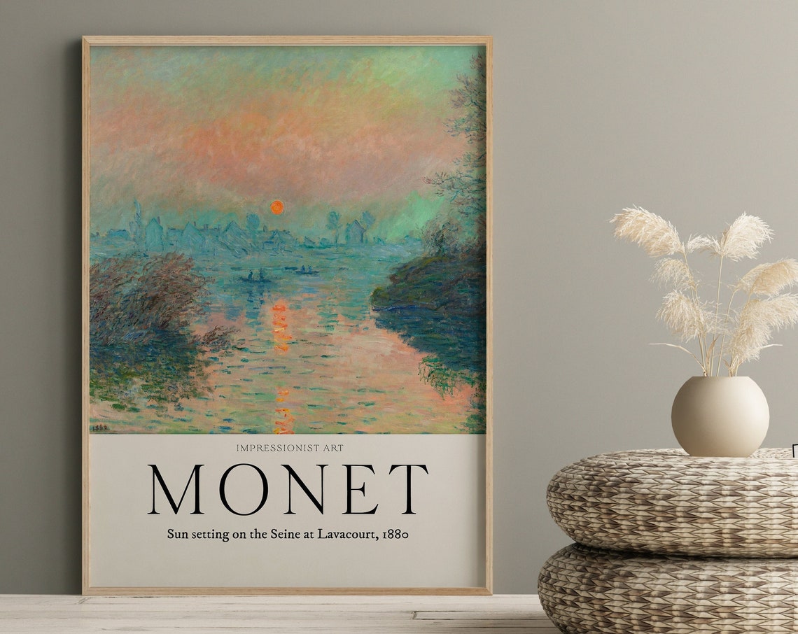 Monet Sunset On The Seine At Lavacourt 1880 Impressionist Poster - Image 2