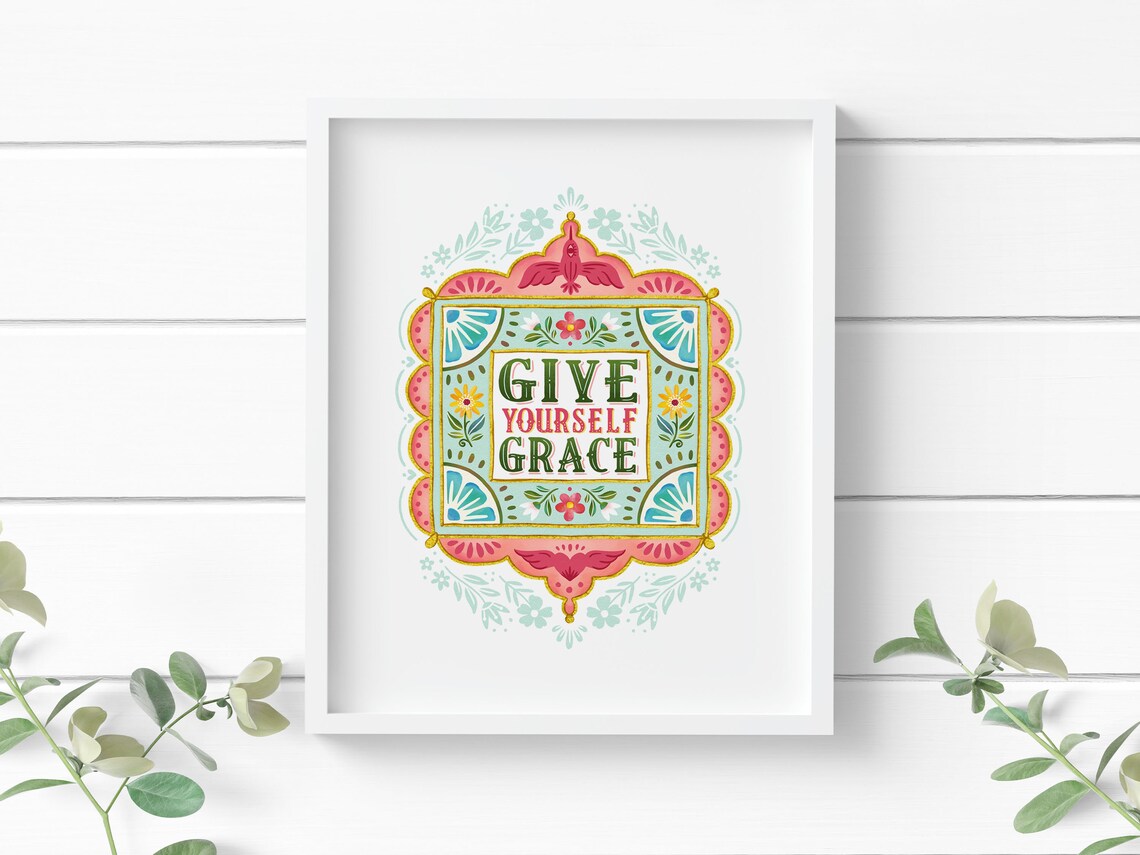 Give Yourself Grace Art Print, Quote Wall Decor - Image 2