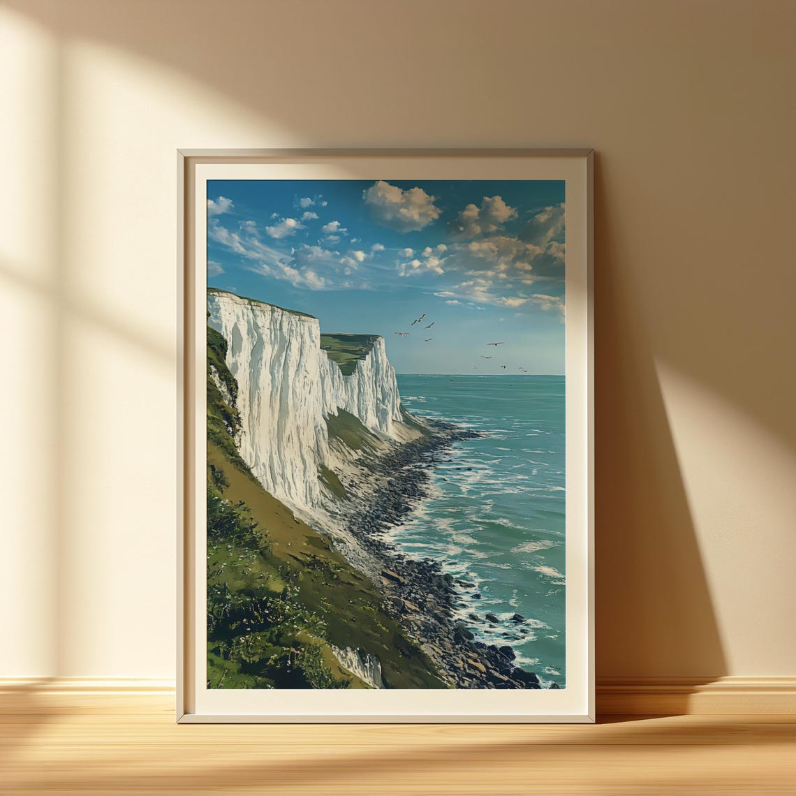 White Cliffs of Dover Green Hills Rocky Shore Seaside Poster - Image 4