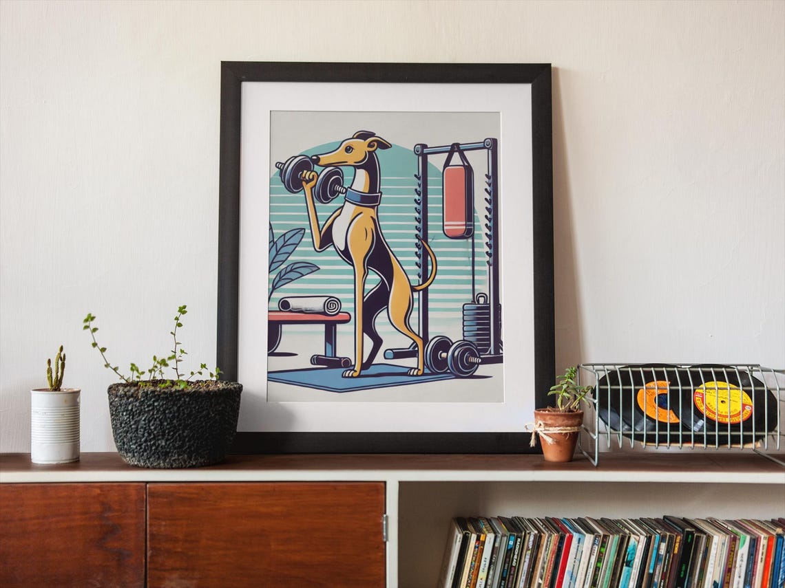 Cute Dog Print Retro Home Poster Funny Colorful Eclectic Posters Wholesome Prints Greyhound Decor Unique Posters - Image 2