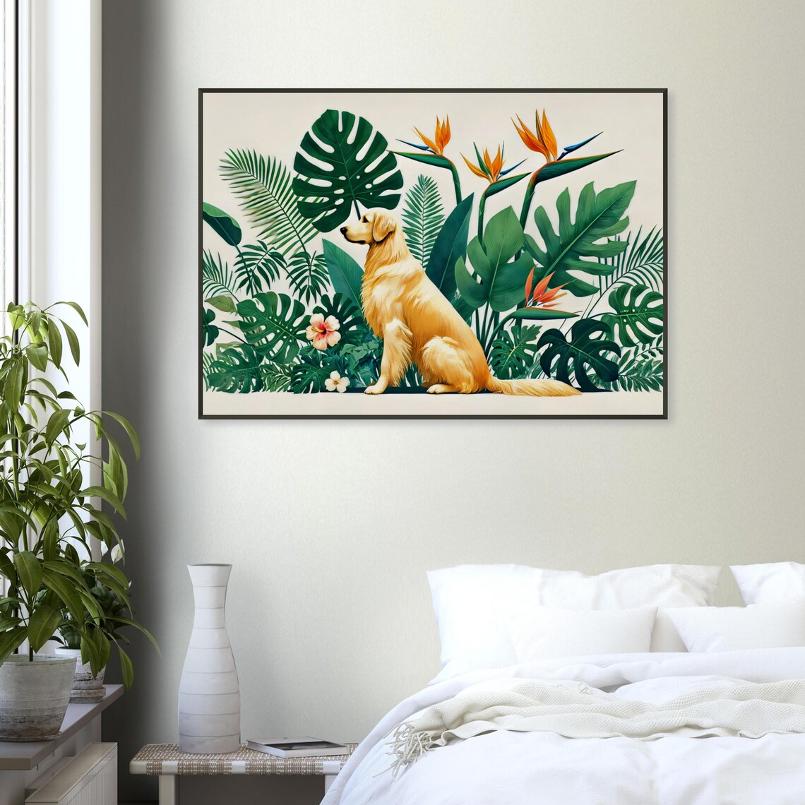 Golden Retriever Tropical Botanical Garden Sitting Dog Poster - Image 4