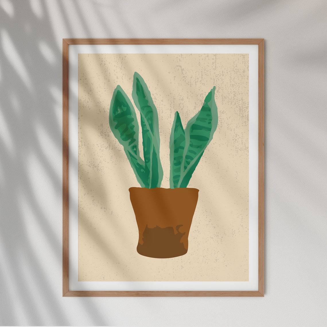 Snake Plant Terracotta Pot Stylized Modern Botanical Art Print